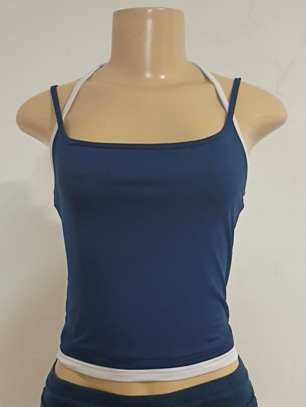 SHEIN Navy Blue Tank with White Double Straps